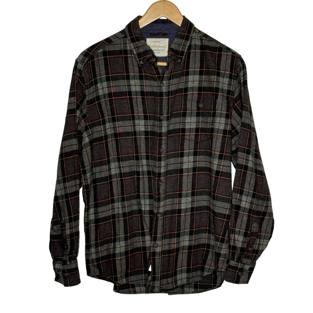 Weatherproof Vintage Men's Blue Green White Tartan Button-Down Plaid Size Large - Picture 1 of 8